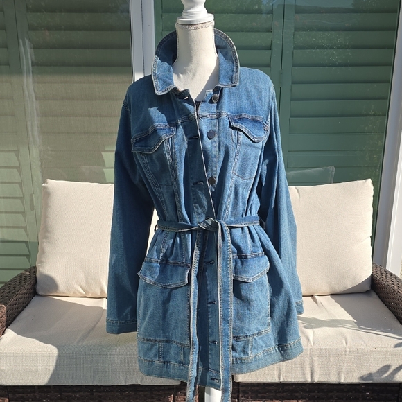 Lane Bryant Jackets & Blazers - Lane Bryant Denim Belted Jacket